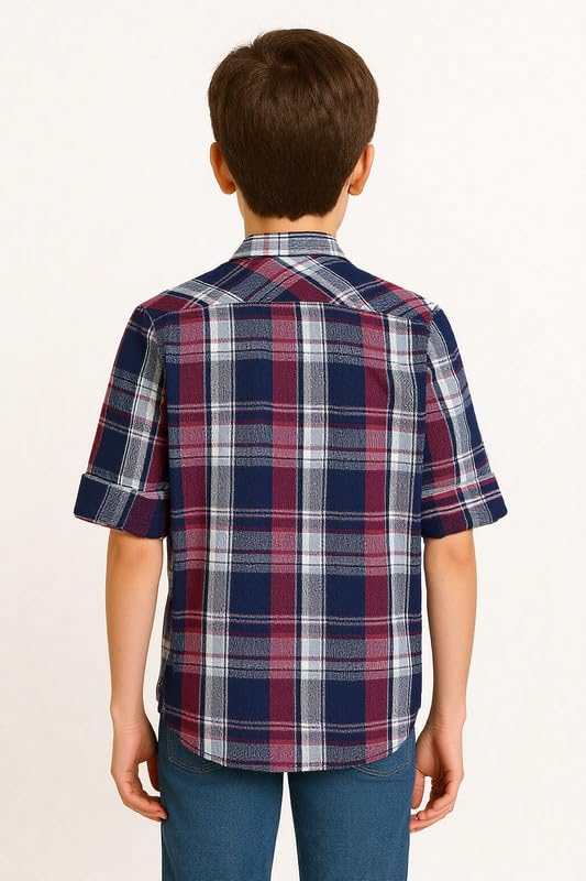 CAVIO Boys Regular fit Checks Full Sleeves Casual Shirt Red