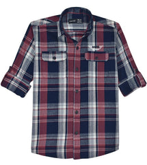 CAVIO Boys Regular fit Checks Full Sleeves Casual Shirt Red
