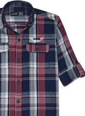 CAVIO Boys Regular fit Checks Full Sleeves Casual Shirt Red