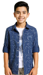 CAVIO Boys Cotton Printed Full Sleeves Shirt with Regular Fit T-Shirt