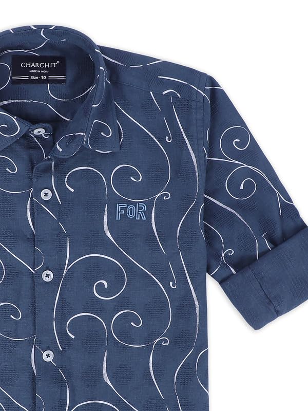 CAVIO Boys Cotton Printed Full Sleeves Shirt with Regular Fit T-Shirt