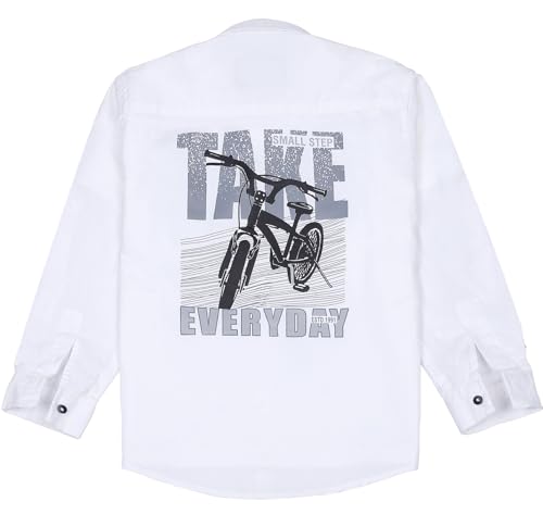 CHARCHIT Boys Full Sleeves Geometric Printed Shirt White
