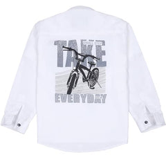 CHARCHIT Boys Full Sleeves Geometric Printed Shirt White