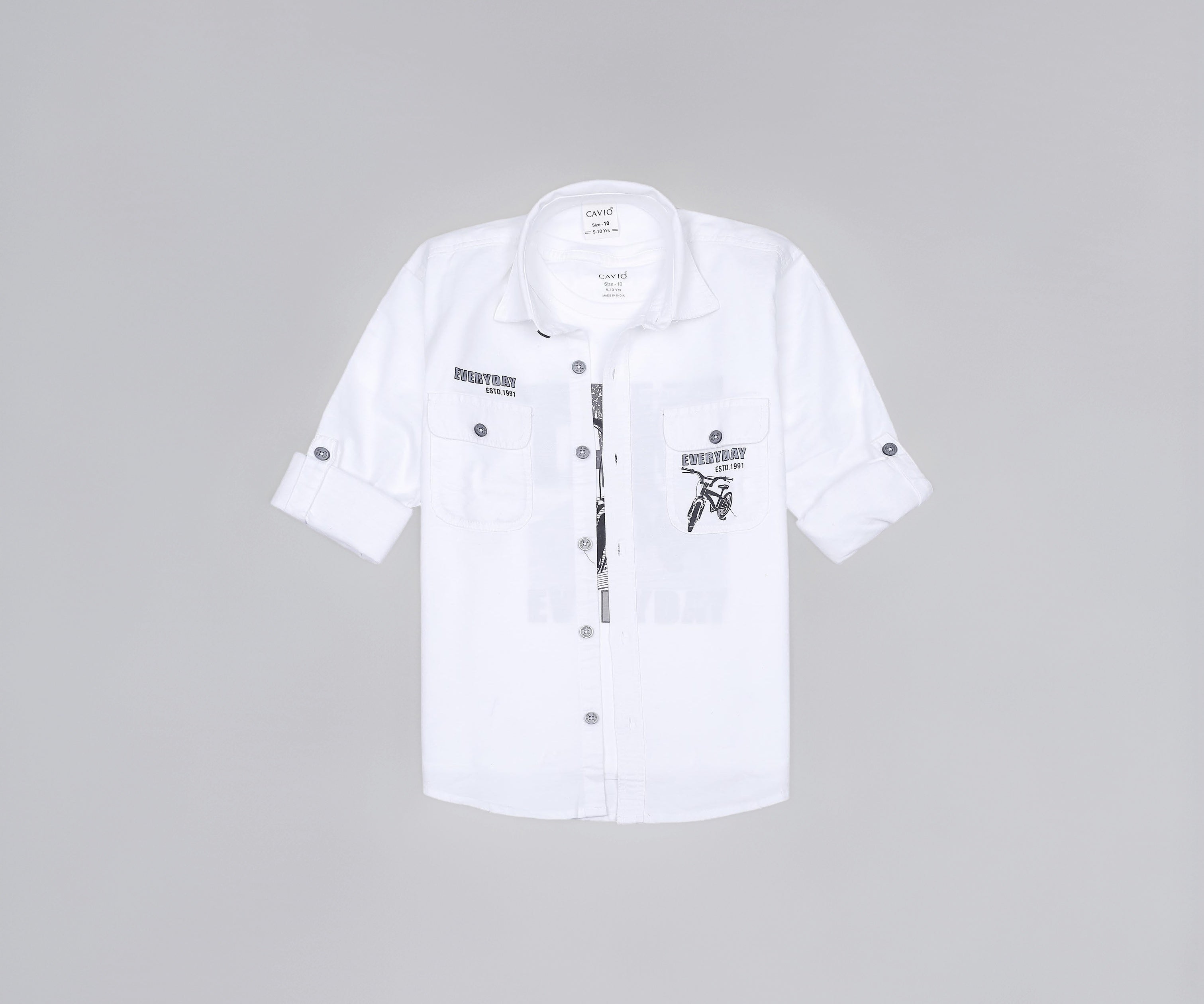 CHARCHIT Boys Full Sleeves Geometric Printed Shirt White