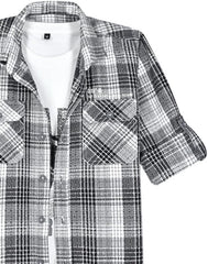 CAVIO Boys Cotton Full Sleeves Checked Shirt and T-Shirt Black