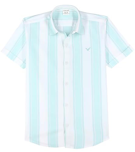 CAVIO Boys Half Sleeves Striped Shirt Seagreen