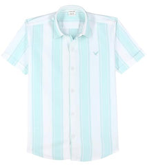 CAVIO Boys Half Sleeves Striped Shirt Seagreen