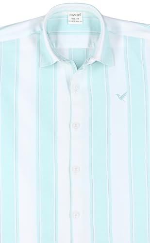 CAVIO Boys Half Sleeves Striped Shirt Seagreen