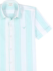 CAVIO Boys Half Sleeves Striped Shirt Seagreen
