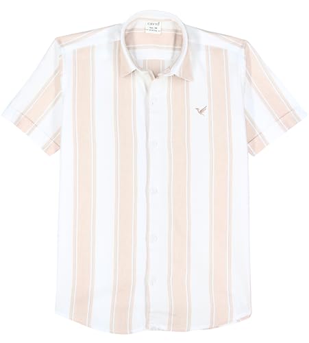 CAVIO Boys Half Sleeves Striped Shirt Peach