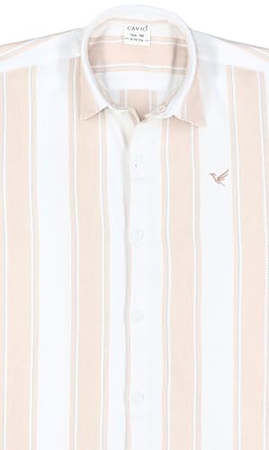 CAVIO Boys Half Sleeves Striped Shirt Peach