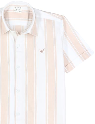 CAVIO Boys Half Sleeves Striped Shirt Peach
