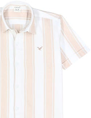 CAVIO Boys Half Sleeves Striped Shirt Peach