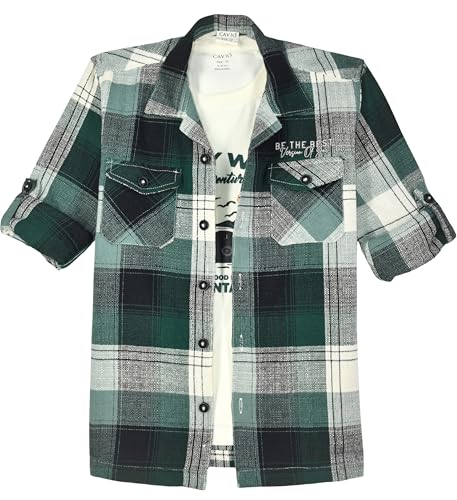 Boys Full Sleeves Checked Shirt and T-Shirt White