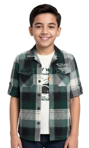 Boys Full Sleeves Checked Shirt and T-Shirt White