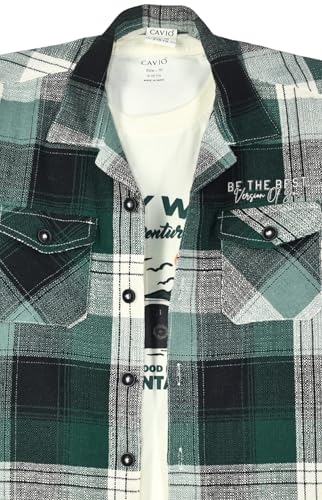 Boys Full Sleeves Checked Shirt and T-Shirt White