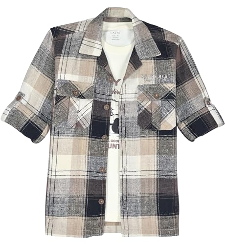Boys Full Sleeves Checked Shirt and T-Shirt White