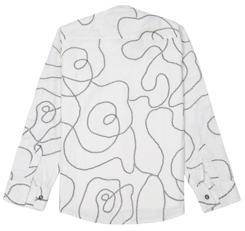 Boys Full Sleeves Geometric Printed Shirt and T-Shirt Cream