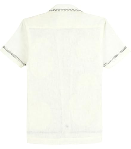 CAVIO Boys Half Sleeves Embroidered Shirt Cream