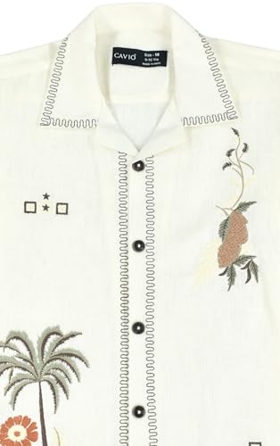 CAVIO Boys Half Sleeves Embroidered Shirt Cream