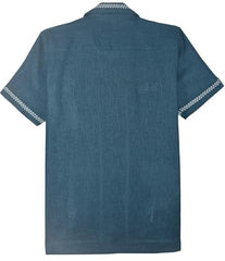 CAVIO Boys Half Sleeves Embroidered Shirt Blue