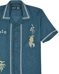 CAVIO Boys Half Sleeves Embroidered Shirt Blue