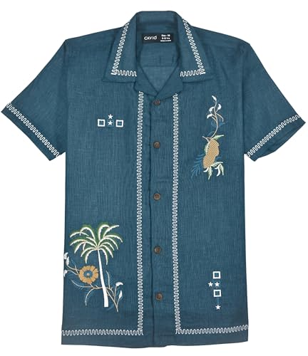CAVIO Boys Half Sleeves Embroidered Shirt Blue