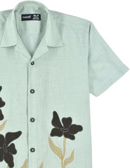 CAVIO Boys Half Sleeves Embroidered Shirt Seagreen
