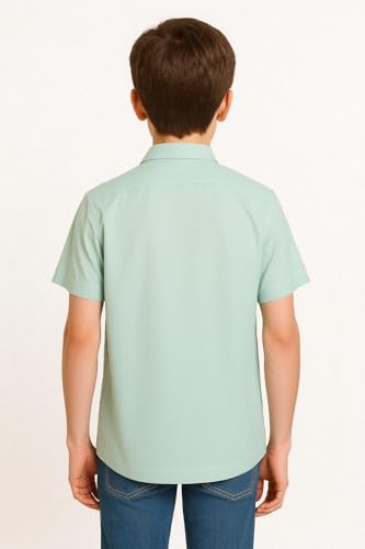 CAVIO Boys Half Sleeves Embroidered Shirt Seagreen