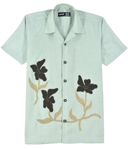 CAVIO Boys Half Sleeves Embroidered Shirt Seagreen
