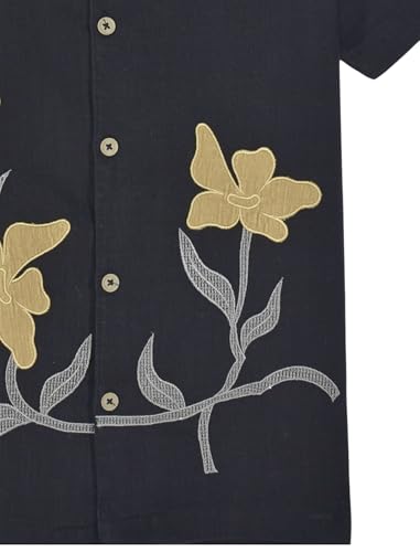 CAVIO Boys Half Sleeves Embroidered Shirt Black