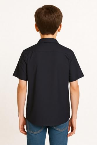 CAVIO Boys Half Sleeves Embroidered Shirt Black