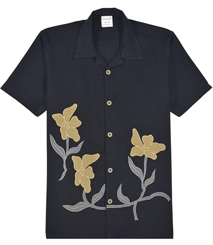 CAVIO Boys Half Sleeves Embroidered Shirt Black