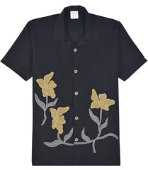 CAVIO Boys Half Sleeves Embroidered Shirt Black