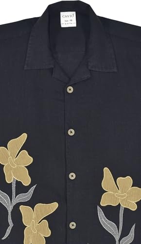 CAVIO Boys Half Sleeves Embroidered Shirt Black