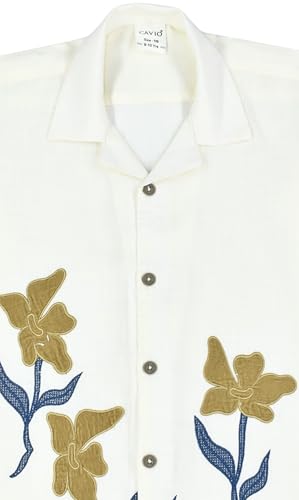 CAVIO Boys Half Sleeves Embroidered Shirt Cream