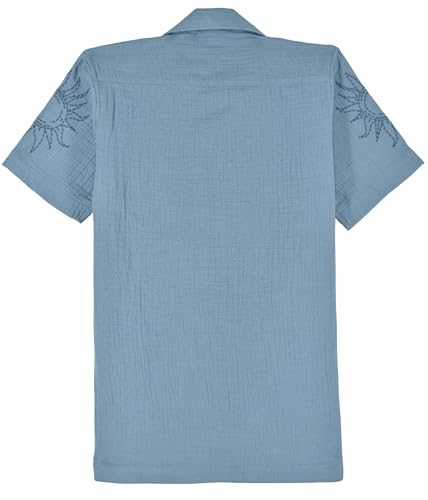 CAVIO Boys Floral Printed Short Sleeve Casual Shirt Blue