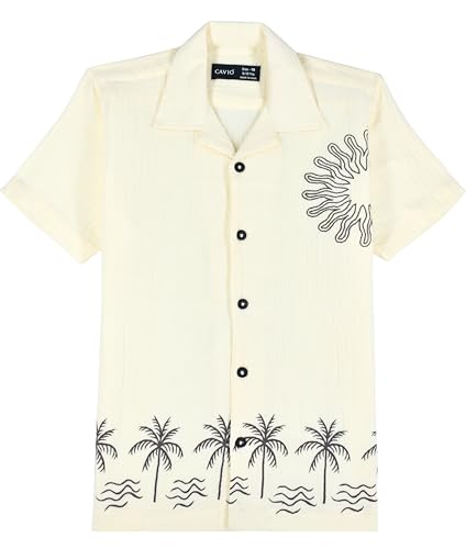 CAVIO Boys Half Sleeves Printed Shirt Cream