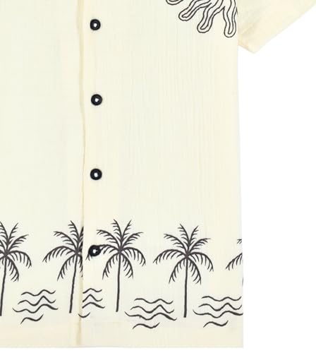 CAVIO Boys Half Sleeves Printed Shirt Cream