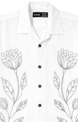 CAVIO Boys Floral Printed Short Sleeve Casual Shirt White