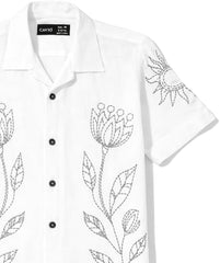 CAVIO Boys Floral Printed Short Sleeve Casual Shirt White