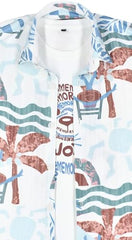 Boys Half Sleeves Abstract Printed Shirt and T-Shirt Blue - Goyalsons ShopMax