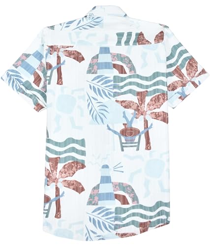 Boy wearing a blue half-sleeve abstract printed shirt and T-shirt by Charchit, displayed on a plain background.