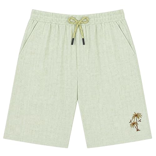 CAVIO Boys Regular Tropical Palm Tree Placement Embroidered Co-ord Set - LightGreen