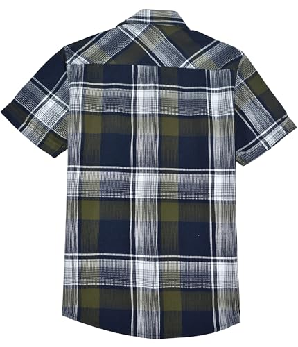 CHARCHIT Boys Half Sleeves Checked Shirt with T-Shirt OliveGreen