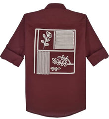 CAVIO Boys Full Sleeves Floral Printed Shirt Whit T-Shirt Rust