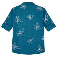 CAVIO Boys Geometric Floral Print Casual Shirt with T-Shirt Blue