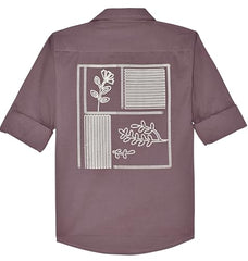 CAVIO Boys Full Sleeves Floral Printed Shirt Whit T-Shirt Magenta