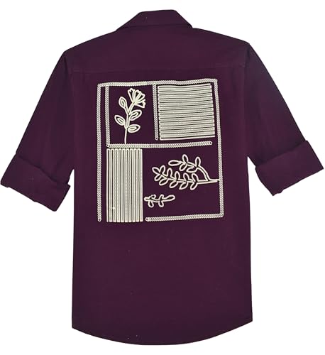 CAVIO Boys Full Sleeves Floral Printed Shirt Violet