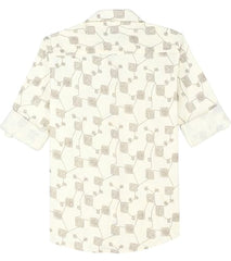 CAVIO Boys Geometric Floral Print Casual Shirt with T-Shirt Cream